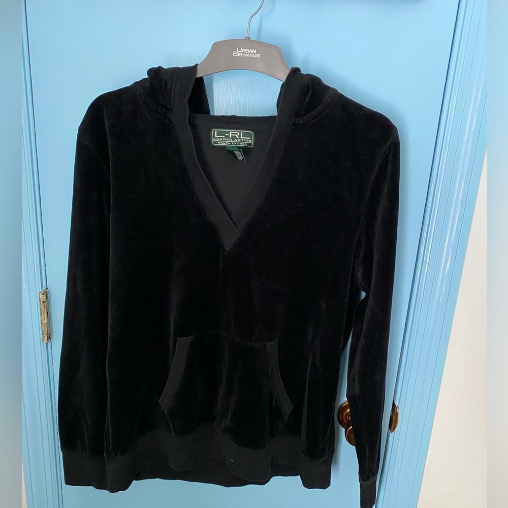 Ralph Lauren Black Velour Hoodie